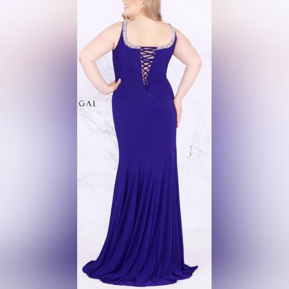 Mac Duggal 77524F Purple Sleeveless Maxi Fabulouss Evening Dress Plus Sz 14W - Picture 2 of 5